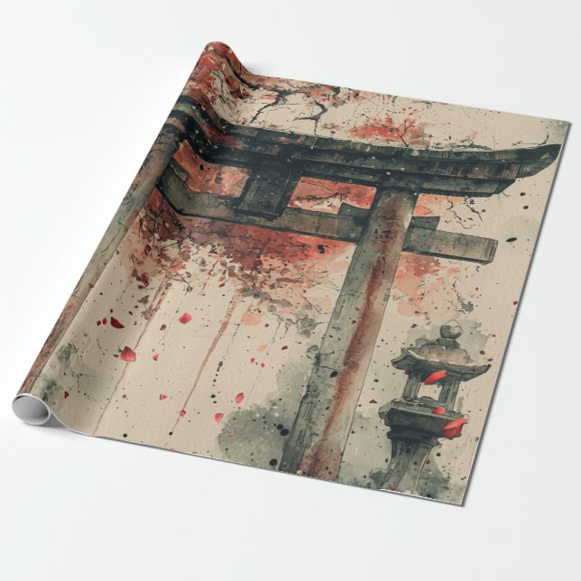Sakura Torii-Tuschewaschkunst Geschenkpapier (Ungerollt)