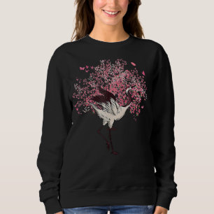 Sakura Tree Cherry Blossom Crane Bird Japanischer Sweatshirt