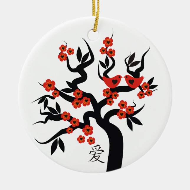 Sakura Tree Chinesische Liebe Symbol Sonderschmuck Keramikornament (Vorne)