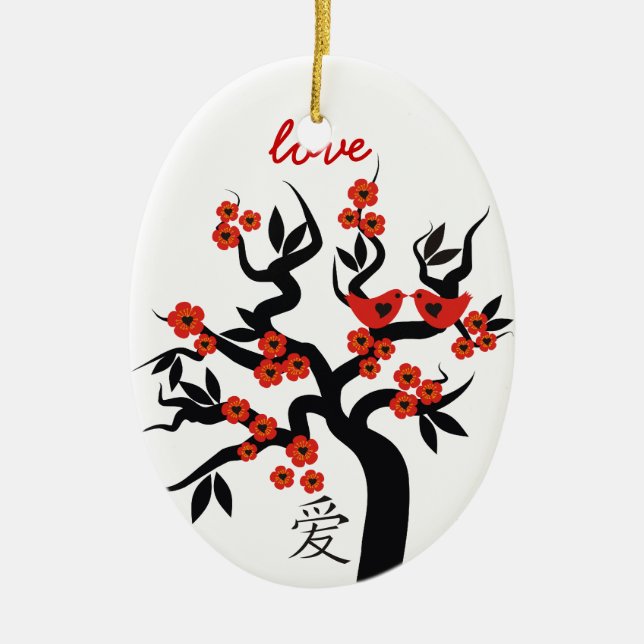Sakura Tree Chinesische Liebe Symbol Sonderschmuck Keramikornament (Vorne)