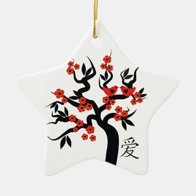 Sakura Tree Chinesische Liebe Symbol Sonderschmuck Keramikornament (Vorne)