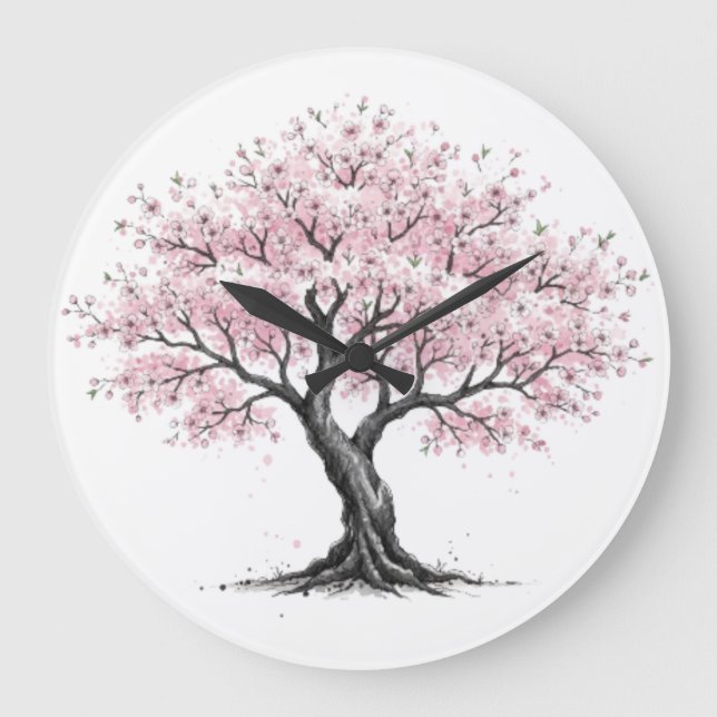 Sakura Tree Clock Große Wanduhr (Vorderseite)