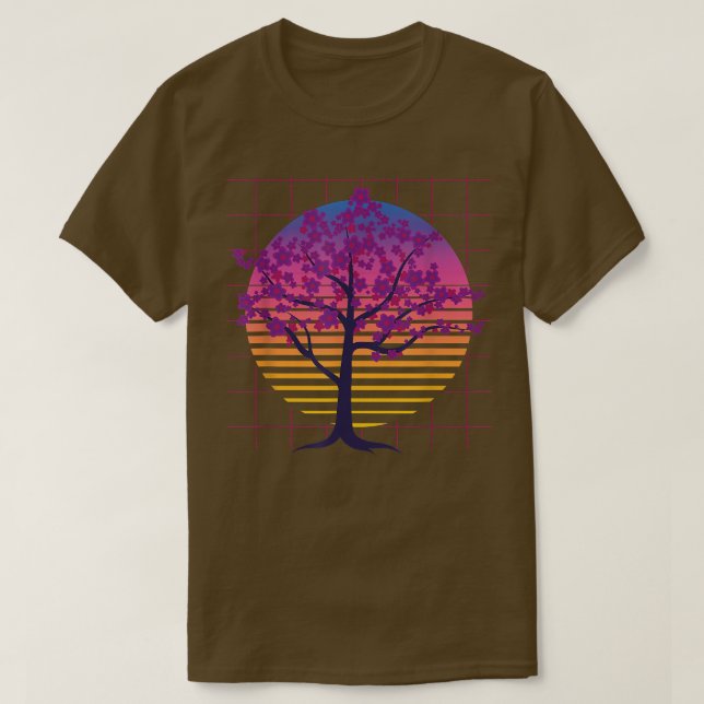 Sakura Tree Japan Blume 80er Art Vaporwave Cherry T-Shirt (Design vorne)