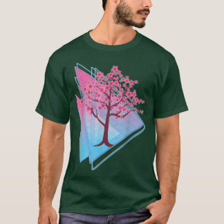 Sakura Tree Japan Retro 80s Art Damwave Cherry B T-Shirt