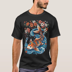 Sakura und fließendes Wasser japanisches Design T-Shirt