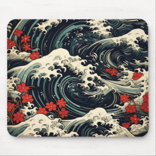 Sakura und Waves Ukiyo-e Mousepad