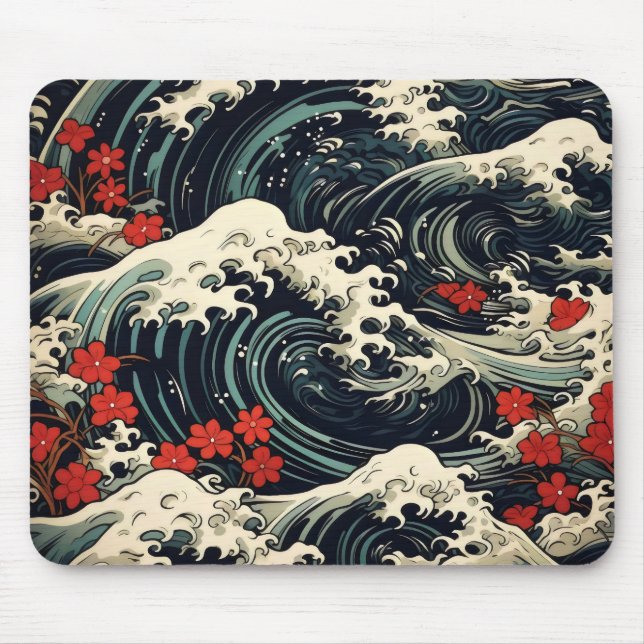 Sakura und Waves Ukiyo-e Mousepad (Vorne)