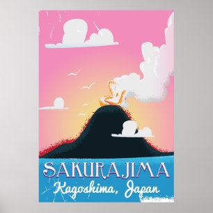Sakurajima Vulkan Japan Vintage-Reiseposter Poster