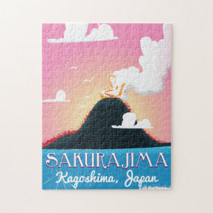 Sakurajima Vulkan Japan Vintage-Reiseposter Puzzle
