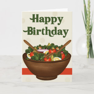 Salad Healthy Vegetarian Happy Birthday Card Karte