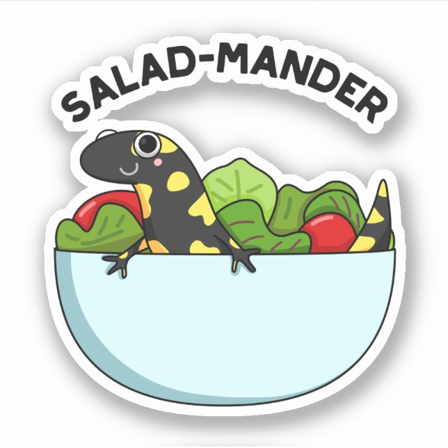 Salad mander Funny Salamander Animal Pun Aufkleber (Vorderseite)