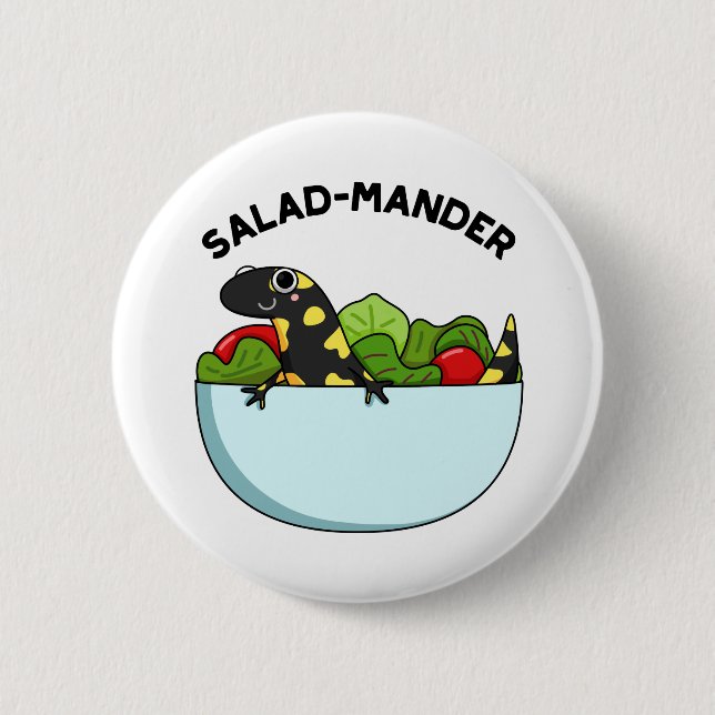 Salad mander Funny Salamander Animal Pun Button (Vorderseite)