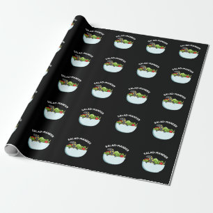 Salad mander Funny Salamander Animal Pun Dark BG Geschenkpapier