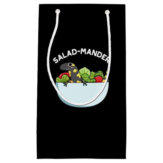 Salad mander Funny Salamander Animal Pun Dark BG Kleine Geschenktüte (Vorderseite)
