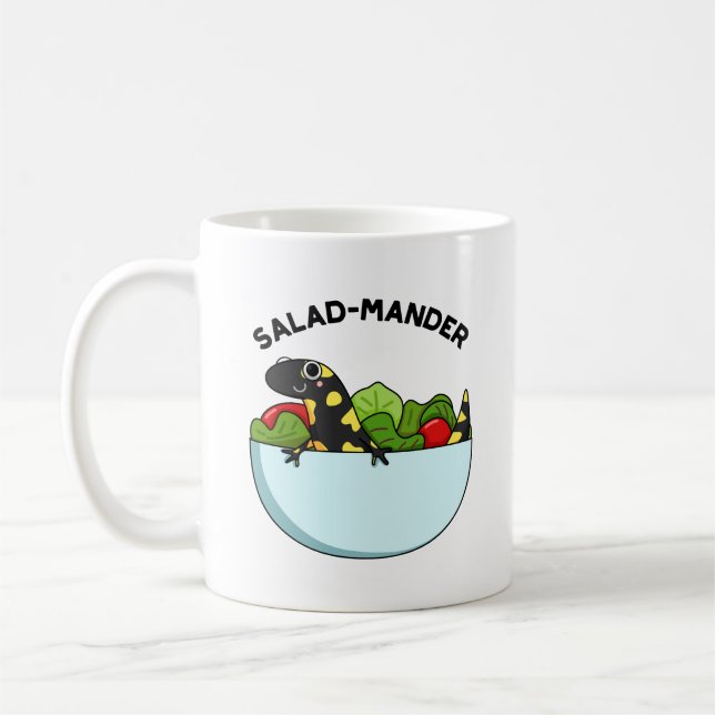 Salad mander Funny Salamander Animal Pun Kaffeetasse (Links)