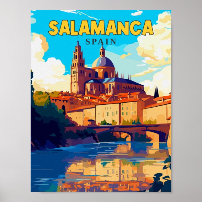 Salamanca Spanien Vintage Illustration Poster (Vorne)