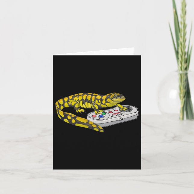 Salamander Playing Video Game Salamanders Gamers Karte (Vorderseite)