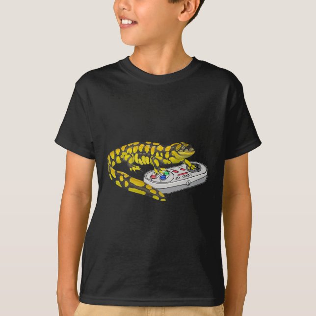Salamander Playing Video Game Salamanders Gamers T-Shirt (Vorderseite)