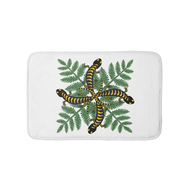 Salamander und Farnblätter Wald Badematte (Vorderseite)