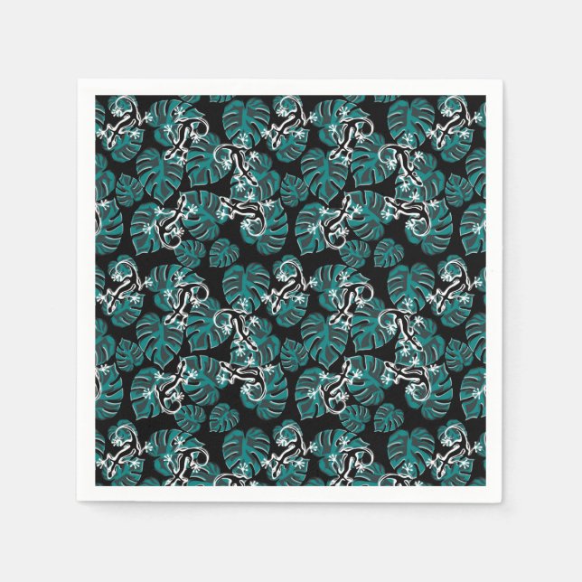 Salamander und Muster für grünes Leaf Serviette (Vorderseite)