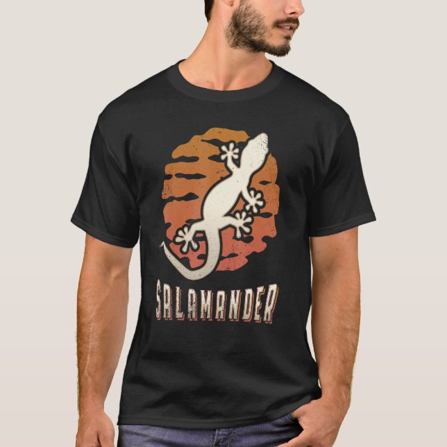 Salamander Vintage Retro Classic Animal Sunset T-Shirt (Vorderseite)