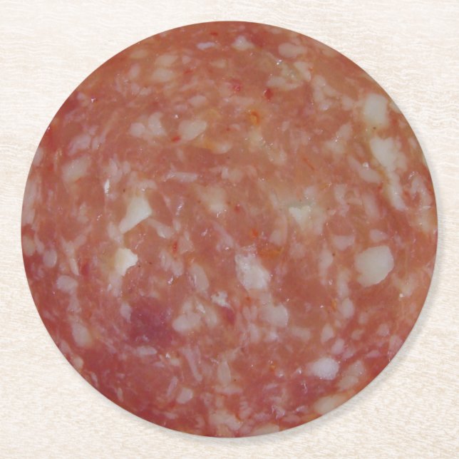 Salami Slice Runder Pappuntersetzer (Vorderseite)