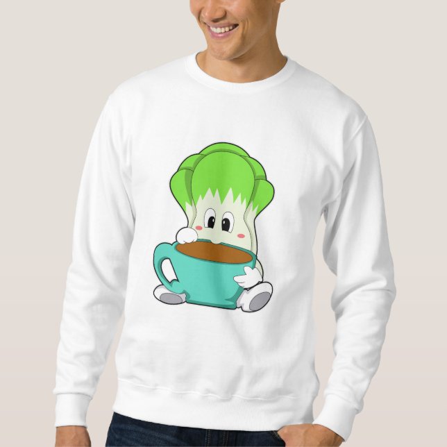 Salat mit Tasse Kaffee Sweatshirt (Vorderseite)
