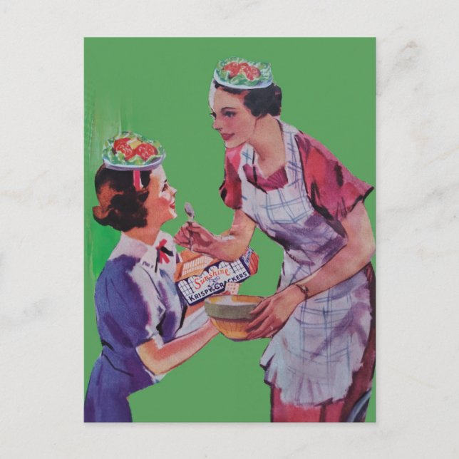 Salathüte Mutter und Tochter Collage Postkarte (Vorderseite)