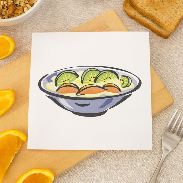 Salatschale mit Kiwi und Orange Serviette (Von Creator hochgeladen)