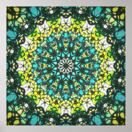 Salatschleuderer – Grün-gelbes Mandala-Muster Poster