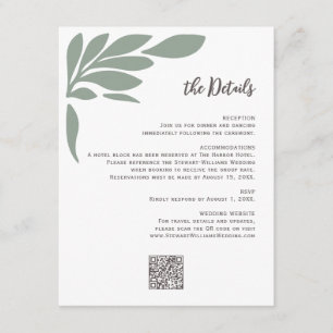 Salbei Abstract Tropical Floral Blatt Hochzeit  Begleitkarte