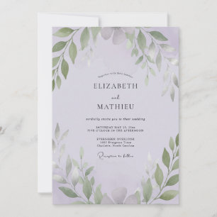 Salbei-Amethyst-Blatt-Hochzeit Einladung