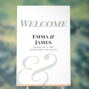 Salbei-Ampersand-Hochzeit Acryl-Willkommensschil Acrylschild