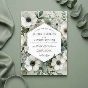 Salbei-Anemone-Blüten-Hochzeit Einladung
