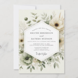 Salbei-Aquarell-Anemonen-Hochzeit Einladung