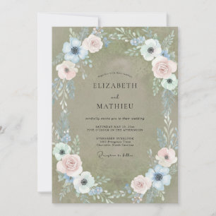 Salbei Azure Blütenhochzeit Einladung
