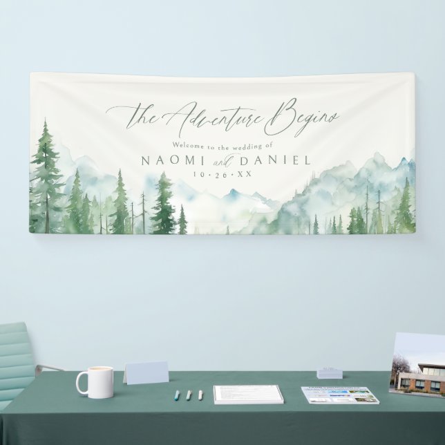 Salbei-Bergwald-Rustikale-Hochzeitsbegrüßung Banner (Messe)