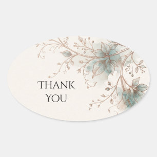Salbei Blau Aquarell Blumen Hochzeit Danke Ovaler Aufkleber