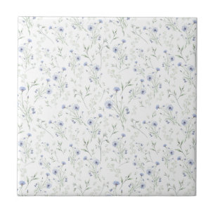 Salbei Blau Aquarell Wildblumen Blumen Custom Name Fliese