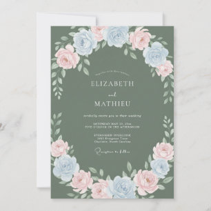 Salbei Blau Rosa Botanisches Florales Hochzeitsdes Einladung