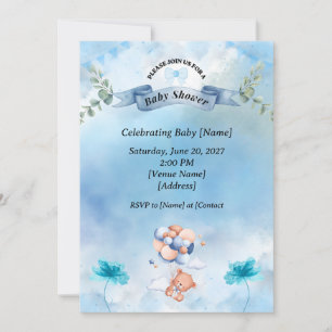 Salbei Blaue Babyparty-Einladung 🌿🍼