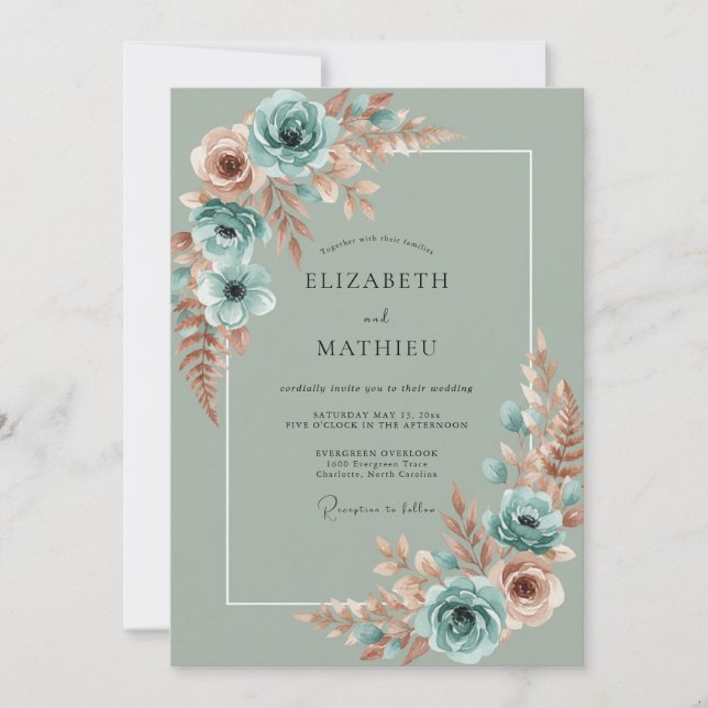 Salbei-Blumen-Botanische Hochzeit Einladung (Vorderseite)