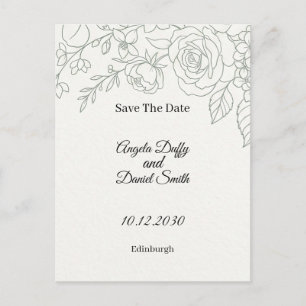 Salbei-Blumen-Linienkunst Save the Date Postkarte
