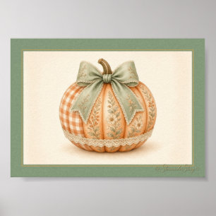 Salbei-Bogen-Gingham-Patchwork-Kürbis Poster