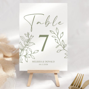 Salbei Boho Blumen Einfache Hochzeit Tischnummer