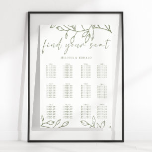 Salbei Boho-Blumen-Hochzeit Sitzordnung Poster