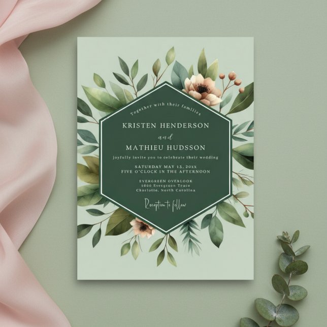 Salbei Botanical Bloom Hochzeit Einladung (Von Creator hochgeladen)