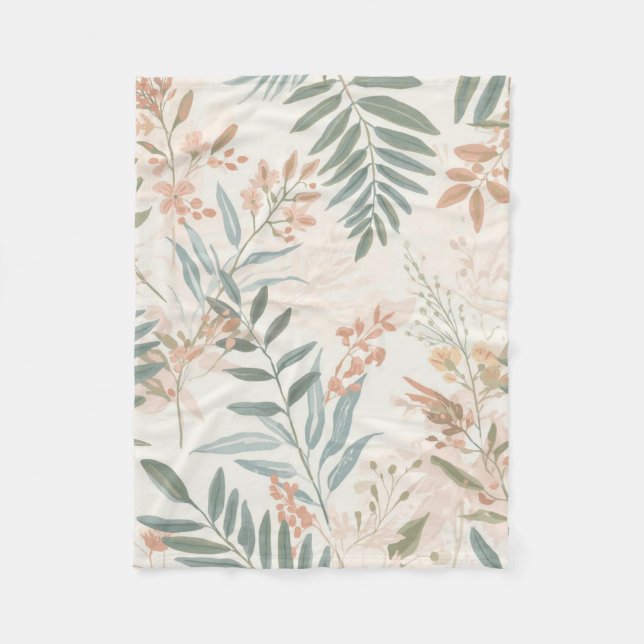 Salbei-Botanical-Blush-Blatt-Aquarellmuster Fleecedecke (Vorderseite)