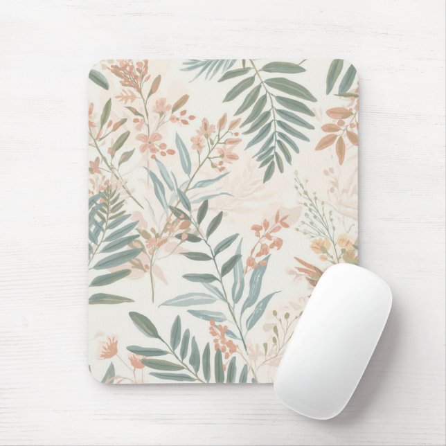 Salbei Botanical Blush Blatt Aquarellmuster Mousepad (Mit Mouse)