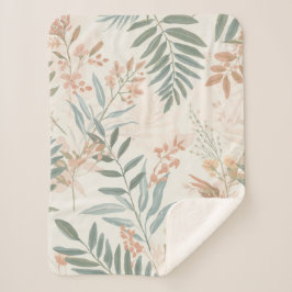 Salbei Botanical Blush Blatt Aquarellmuster Sherpadecke